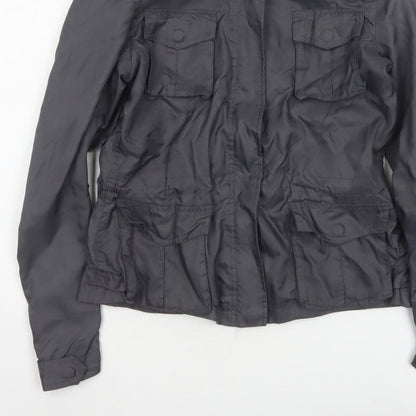 Wrangler Women’s Black M Military Jacket Collared Logo Pocket Zip