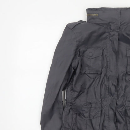 Wrangler Women’s Black M Military Jacket Collared Logo Pocket Zip