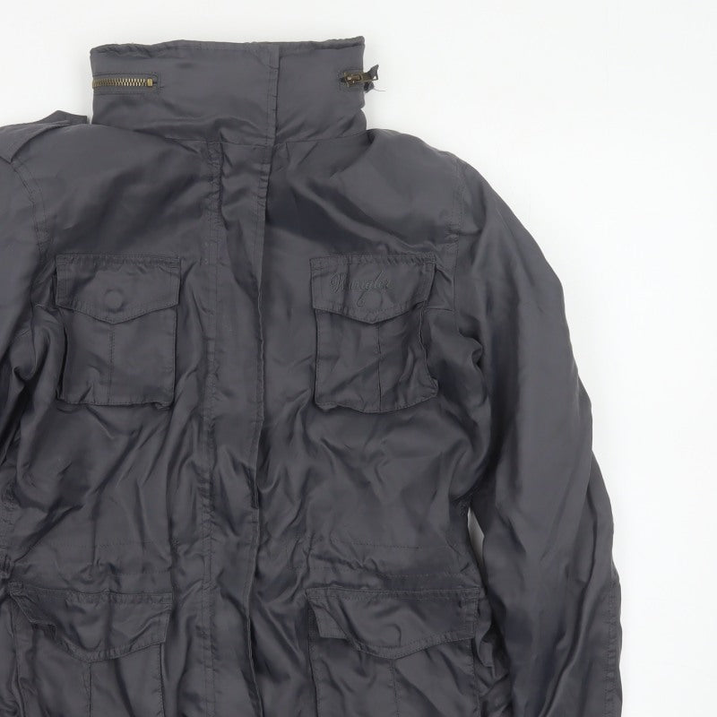 Wrangler Women’s Black M Military Jacket Collared Logo Pocket Zip
