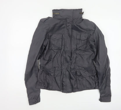 Wrangler Women’s Black M Military Jacket Collared Logo Pocket Zip