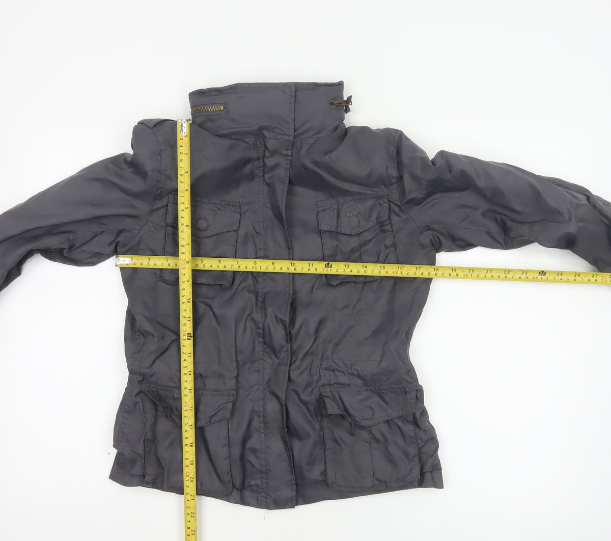 Wrangler Women’s Black M Military Jacket Collared Logo Pocket Zip