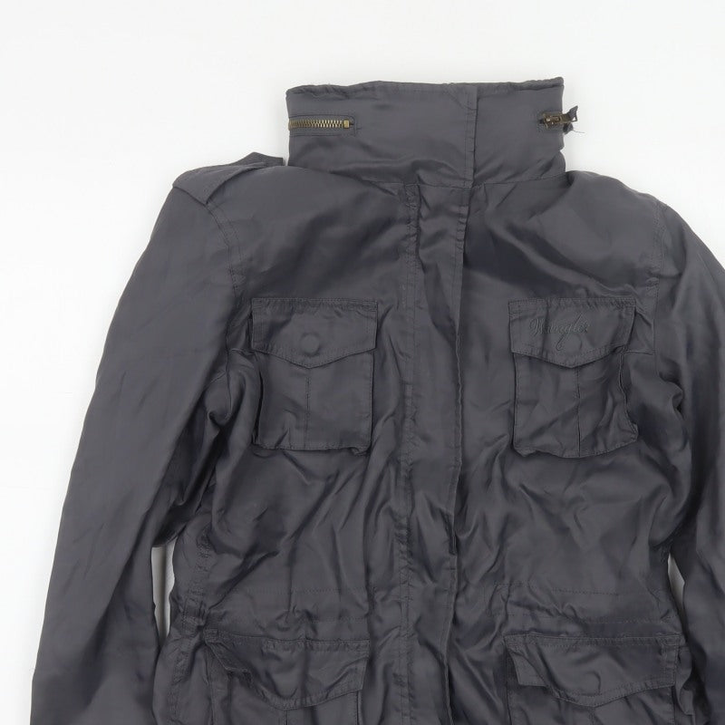 Wrangler Women’s Black M Military Jacket Collared Logo Pocket Zip