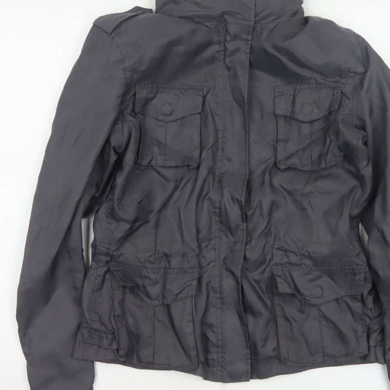 Wrangler Women’s Black M Military Jacket Collared Logo Pocket Zip