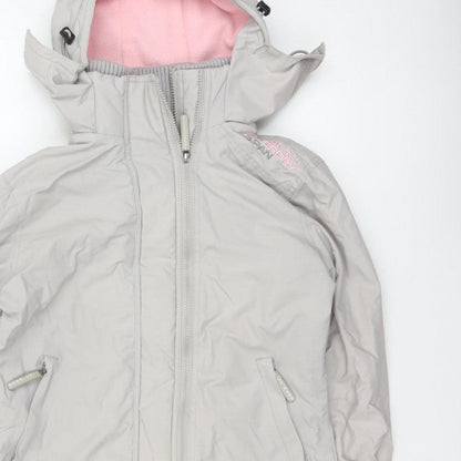 Superdry Japan Women’s Grey Pink Hooded Ski Jacket M Full Zip