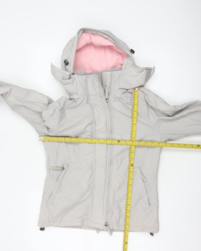 Superdry Japan Women’s Grey Pink Hooded Ski Jacket M Full Zip