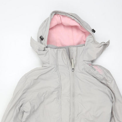 Superdry Japan Women’s Grey Pink Hooded Ski Jacket M Full Zip