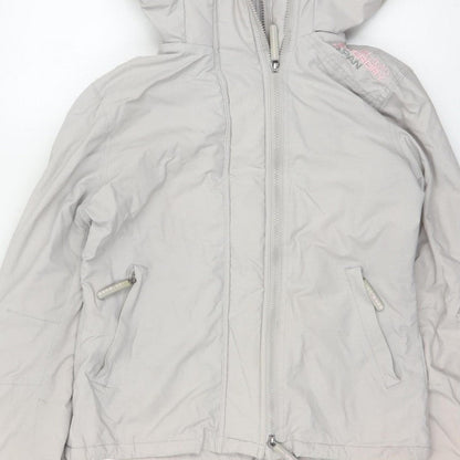 Superdry Japan Women’s Grey Pink Hooded Ski Jacket M Full Zip