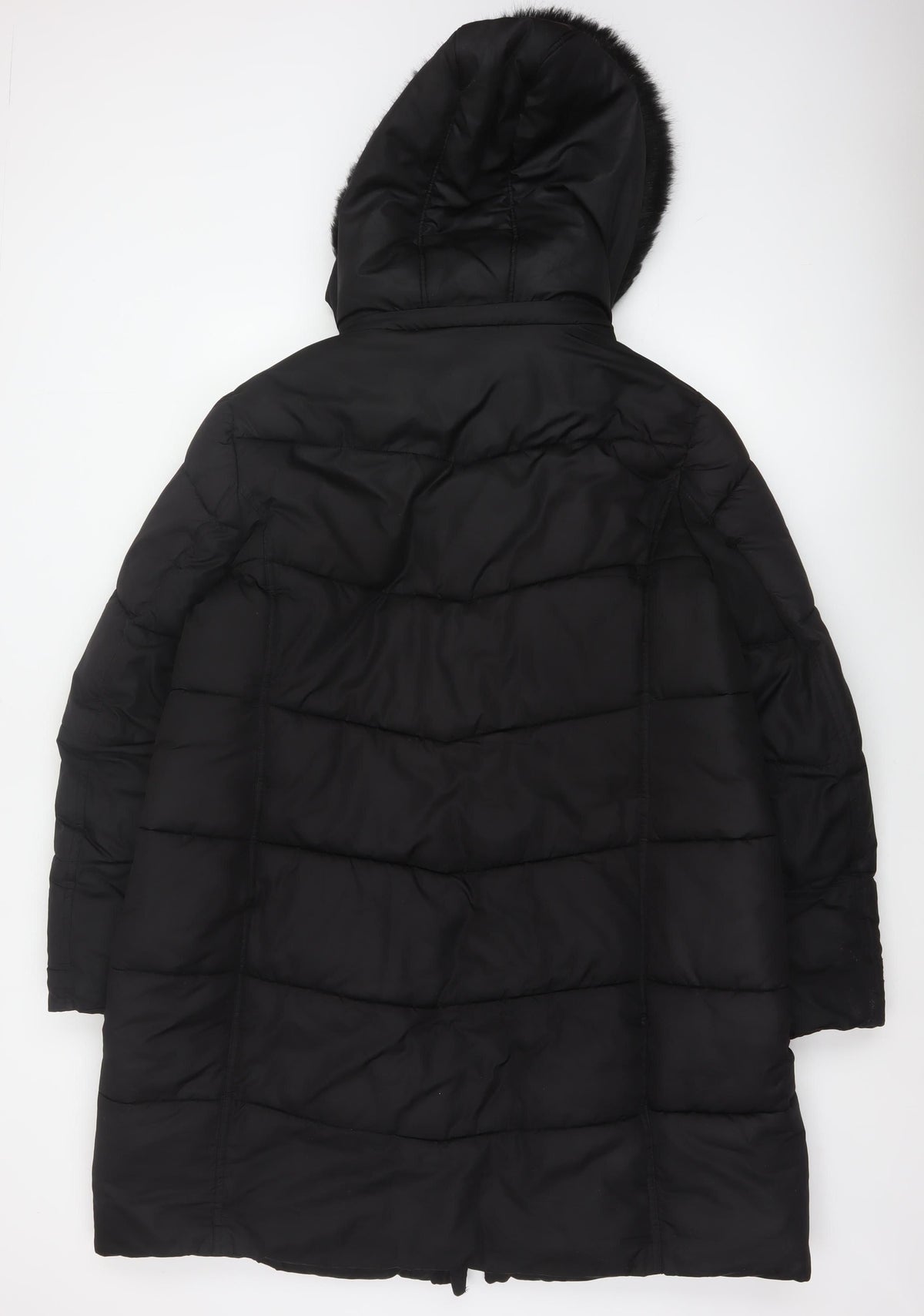 Joules Women’s Black UK 20 Faux Fur Hood Padded Puffer Coat
