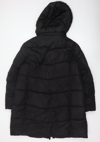 Joules Women’s Black UK 20 Faux Fur Hood Padded Puffer Coat