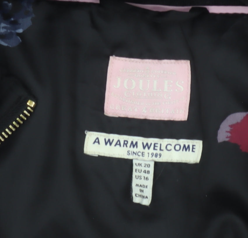 Joules Women’s Black UK 20 Faux Fur Hood Padded Puffer Coat