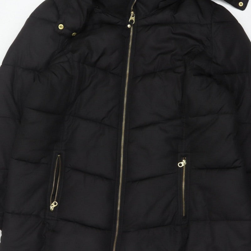 Joules Women’s Black UK 20 Faux Fur Hood Padded Puffer Coat