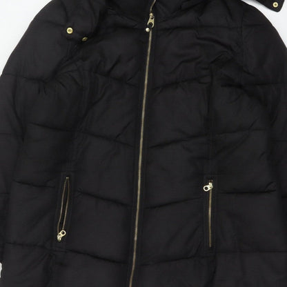 Joules Women’s Black UK 20 Faux Fur Hood Padded Puffer Coat
