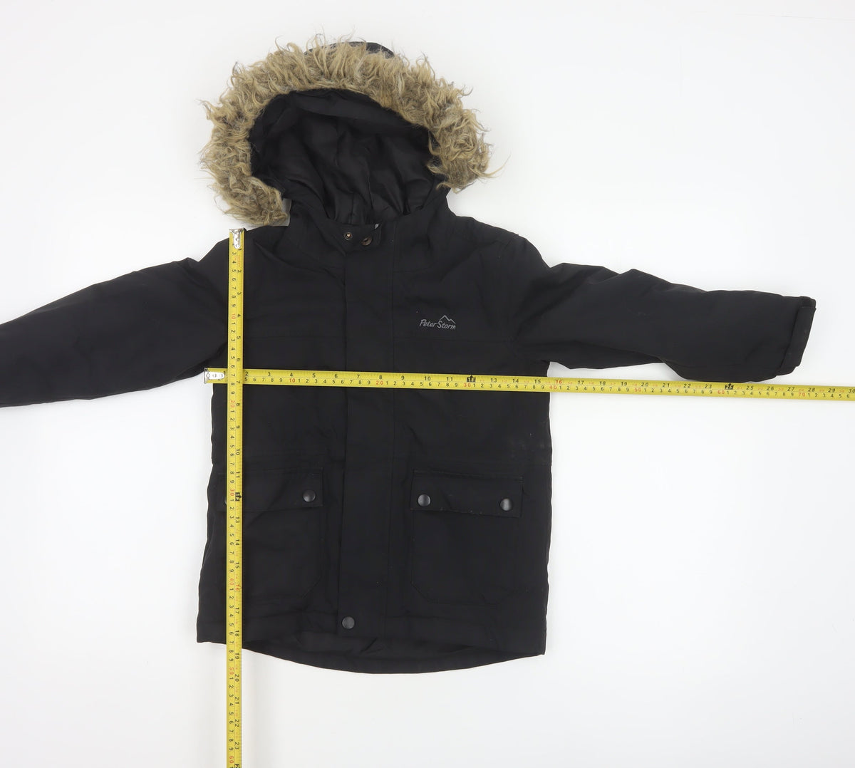 Peter Storm Boys Black 5-6 Years Hooded Faux Fur Padded Parka Coat
