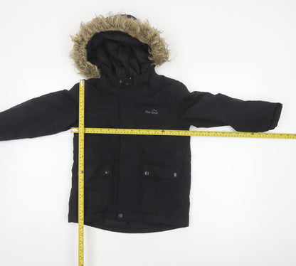 Peter Storm Boys Black 5-6 Years Hooded Faux Fur Padded Parka Coat