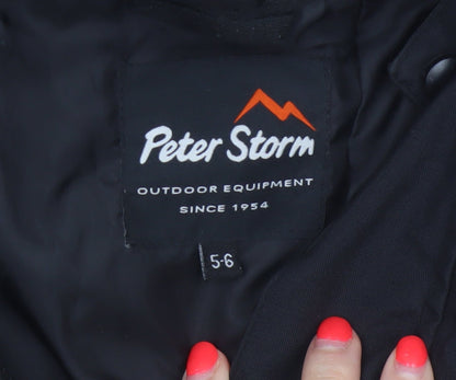 Peter Storm Boys Black 5-6 Years Hooded Faux Fur Padded Parka Coat
