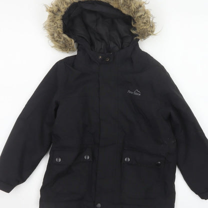 Peter Storm Boys Black 5-6 Years Hooded Faux Fur Padded Parka Coat