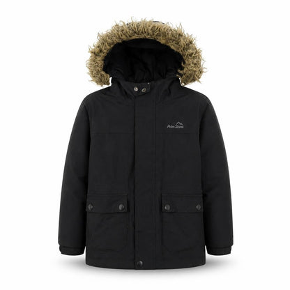 Peter Storm Boys Black 5-6 Years Hooded Faux Fur Padded Parka Coat