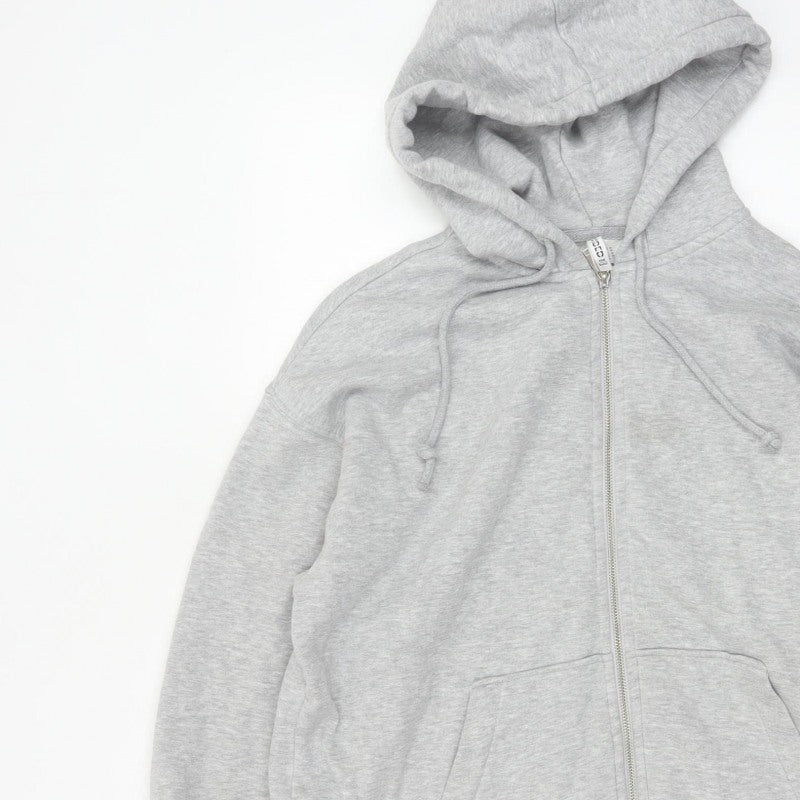 H&M Women’s Grey UK 12 Full Zip Hooded Fleece Hoodie Pockets