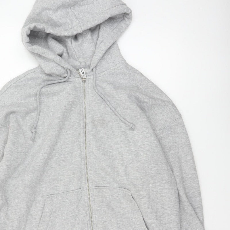 H&M Women’s Grey UK 12 Full Zip Hooded Fleece Hoodie Pockets