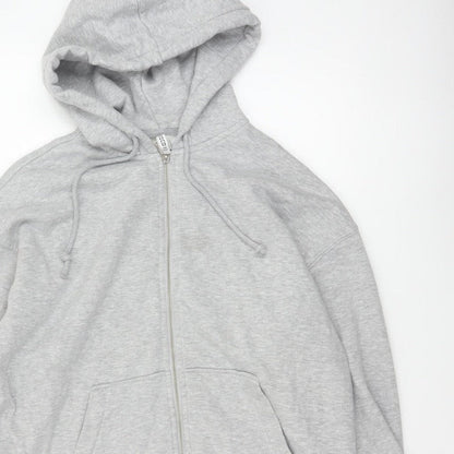 H&M Women’s Grey UK 12 Full Zip Hooded Fleece Hoodie Pockets