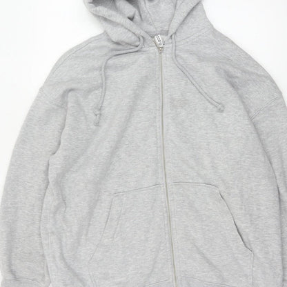 H&M Women’s Grey UK 12 Full Zip Hooded Fleece Hoodie Pockets