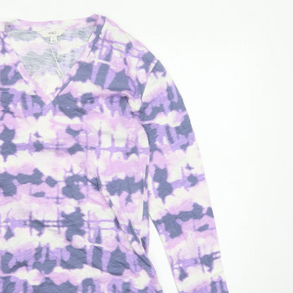 Marks and Spencer Women Purple Size 8 Wrap V-Neck Jersey Blouse