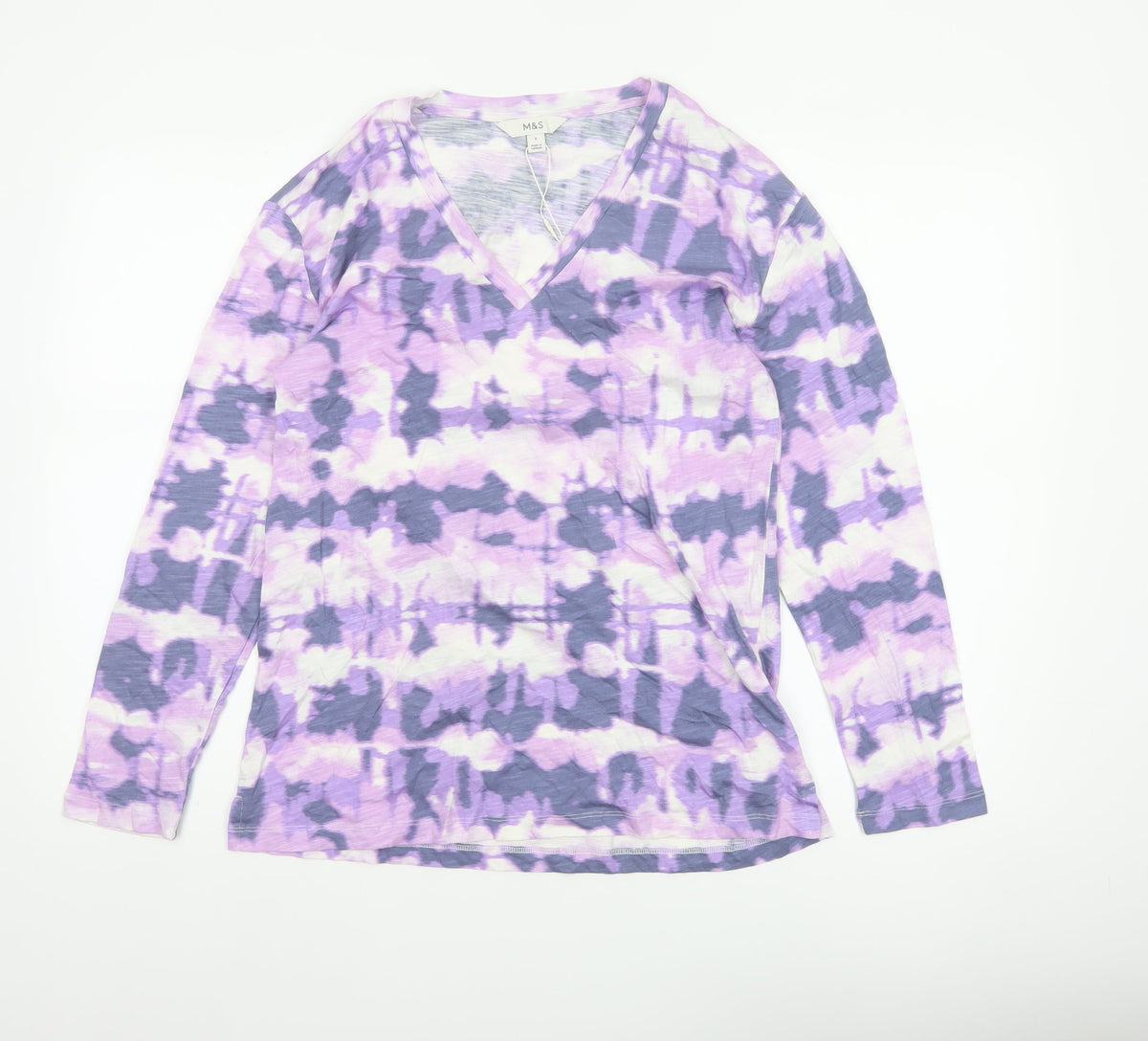 Marks and Spencer Women Purple Size 8 Wrap V-Neck Jersey Blouse
