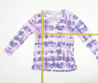 Marks and Spencer Women Purple Size 8 Wrap V-Neck Jersey Blouse