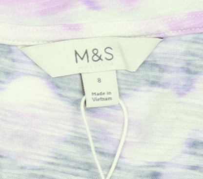 Marks and Spencer Women Purple Size 8 Wrap V-Neck Jersey Blouse