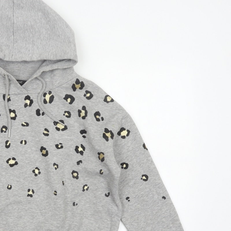 Next Women’s Grey Leopard Print Gold Foil Pullover Hoodie XS
