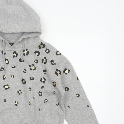 Next Women’s Grey Leopard Print Gold Foil Pullover Hoodie XS