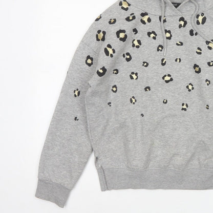 Next Women’s Grey Leopard Print Gold Foil Pullover Hoodie XS