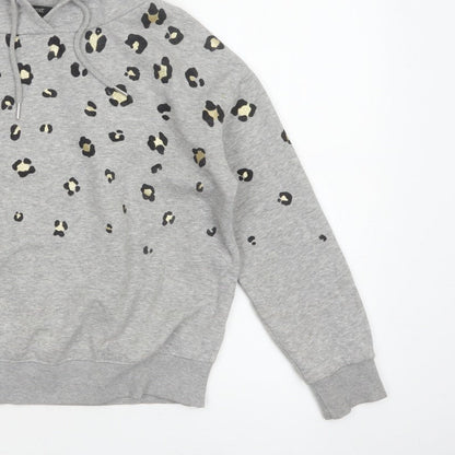 Next Women’s Grey Leopard Print Gold Foil Pullover Hoodie XS