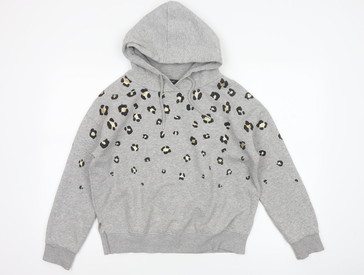 Next Women’s Grey Leopard Print Gold Foil Pullover Hoodie XS