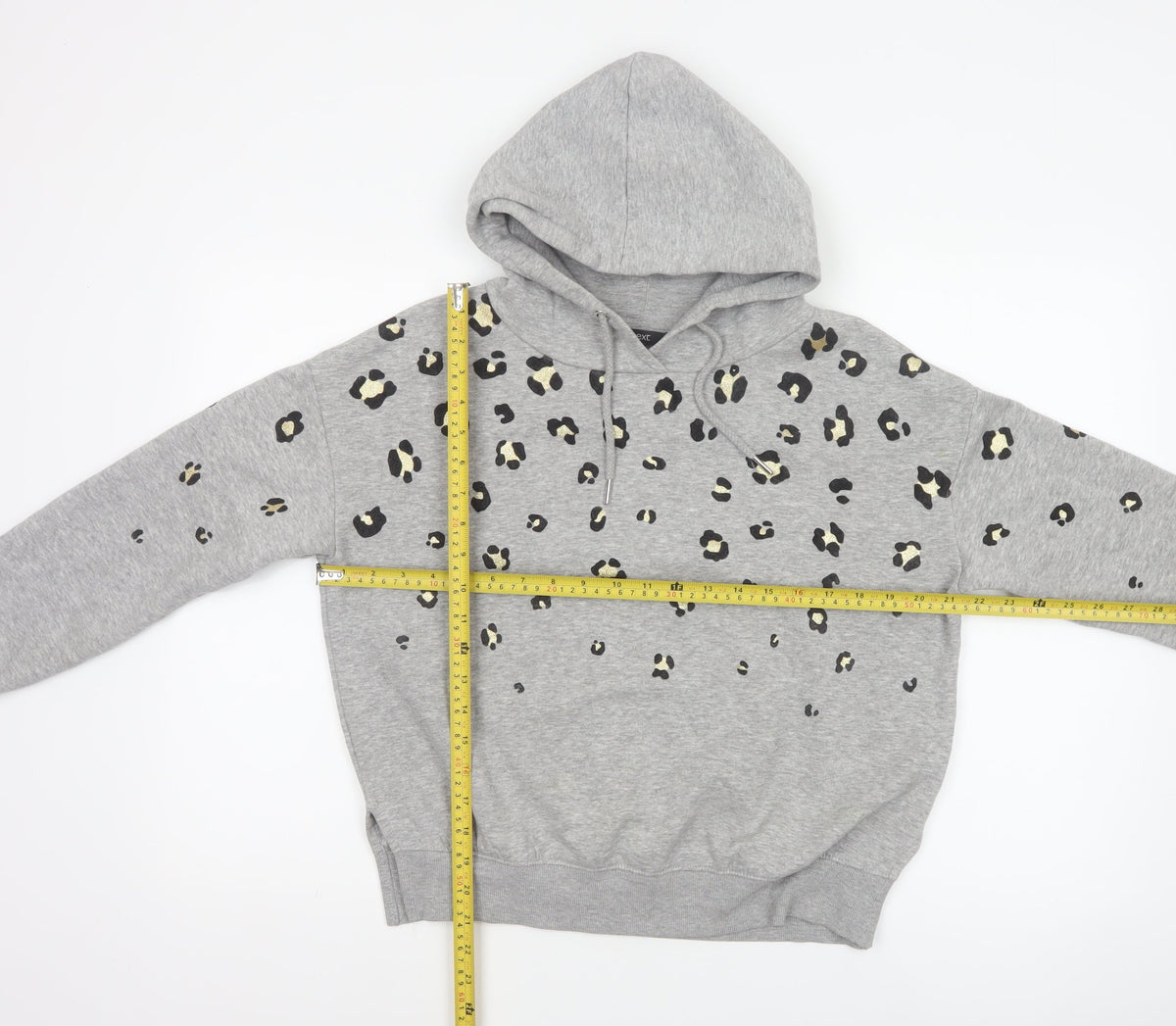 Next Women’s Grey Leopard Print Gold Foil Pullover Hoodie XS