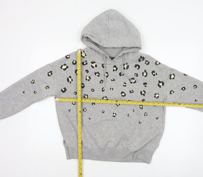 Next Women’s Grey Leopard Print Gold Foil Pullover Hoodie XS