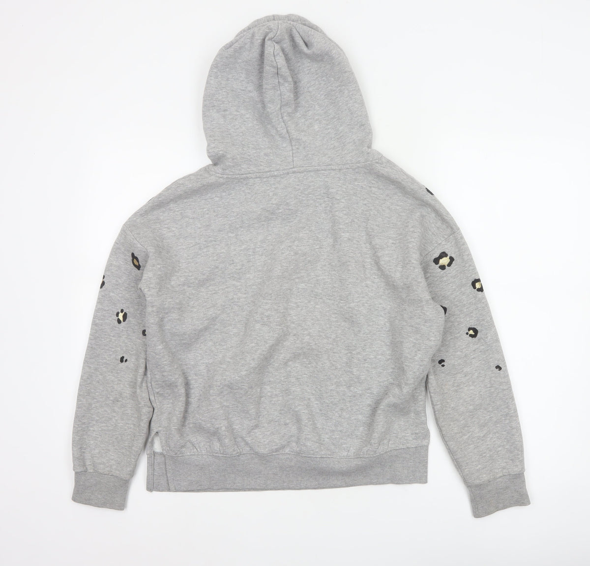 Next Women’s Grey Leopard Print Gold Foil Pullover Hoodie XS