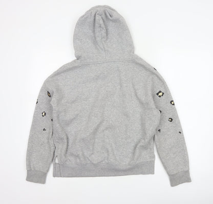 Next Women’s Grey Leopard Print Gold Foil Pullover Hoodie XS