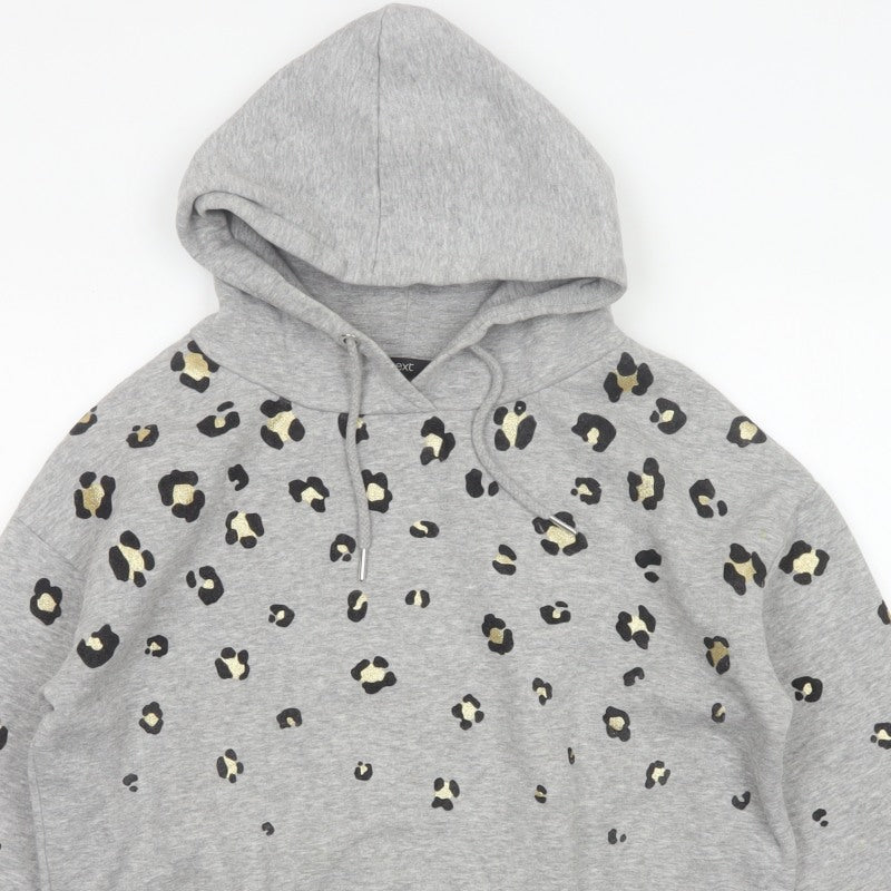 Next Women’s Grey Leopard Print Gold Foil Pullover Hoodie XS