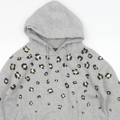 Next Women’s Grey Leopard Print Gold Foil Pullover Hoodie XS