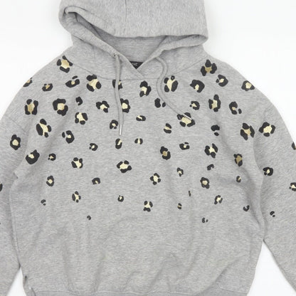 Next Women’s Grey Leopard Print Gold Foil Pullover Hoodie XS