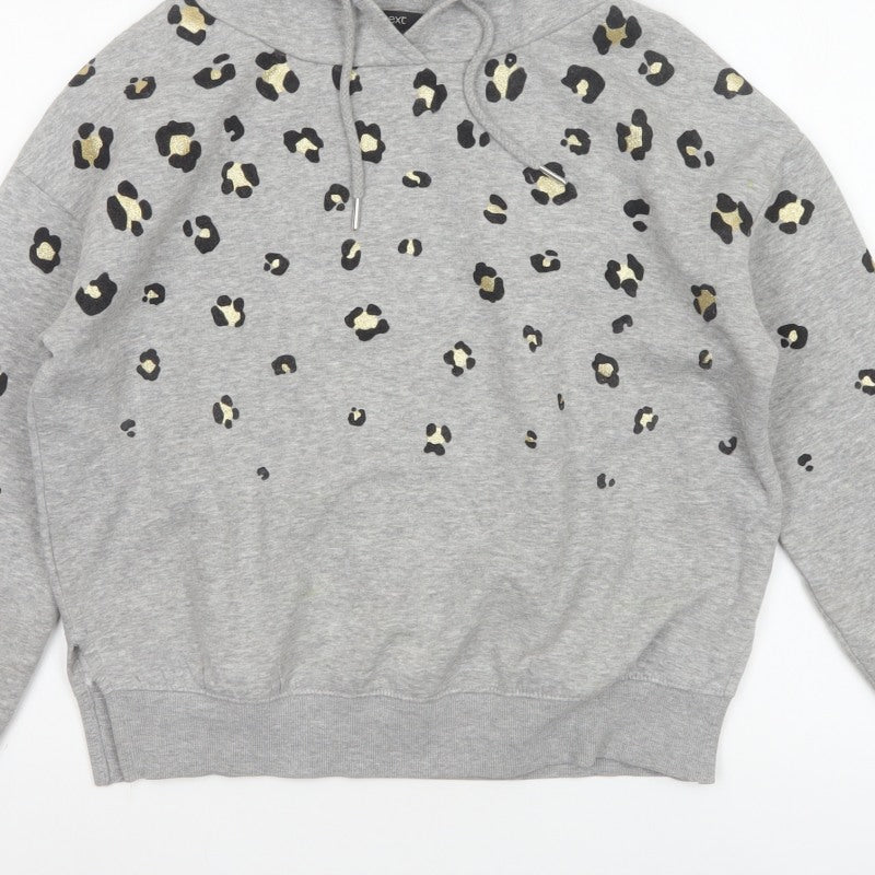 Next Women’s Grey Leopard Print Gold Foil Pullover Hoodie XS