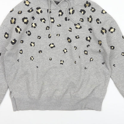 Next Women’s Grey Leopard Print Gold Foil Pullover Hoodie XS