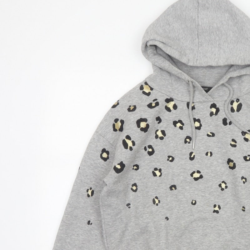 Next Women’s Grey Leopard Print Gold Foil Pullover Hoodie XS