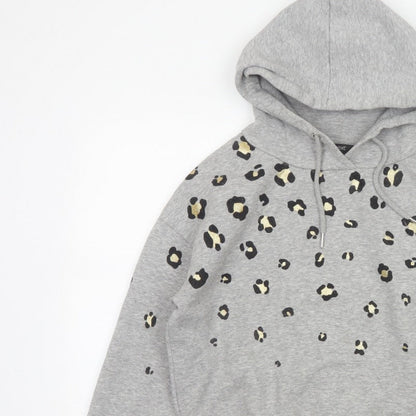 Next Women’s Grey Leopard Print Gold Foil Pullover Hoodie XS