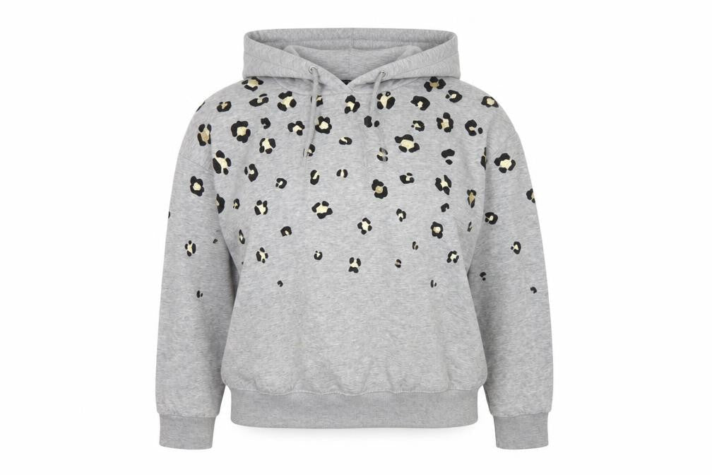 Next Women’s Grey Leopard Print Gold Foil Pullover Hoodie XS