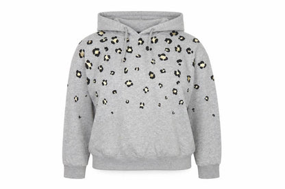Next Women’s Grey Leopard Print Gold Foil Pullover Hoodie XS