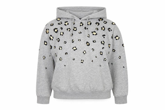 Next Women’s Grey Leopard Print Gold Foil Pullover Hoodie XS
