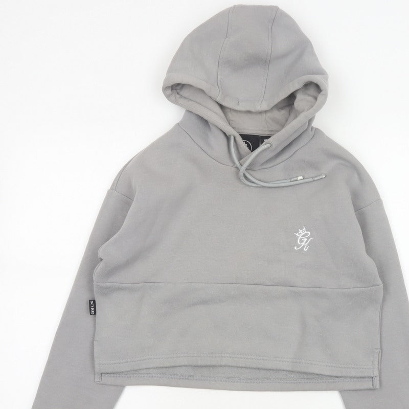 Gym King Women’s Grey Size 10 Cropped Pullover Hoodie Logo