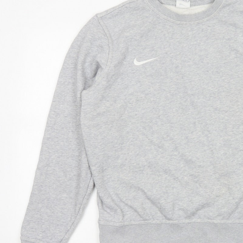 Nike Women Grey M Pullover Sweatshirt Crew Neck Logo Fleece